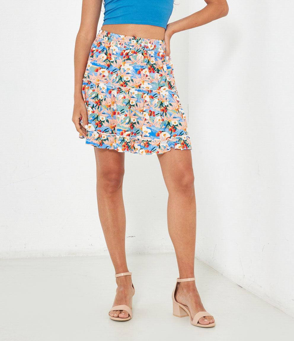 Flounced mini skirt