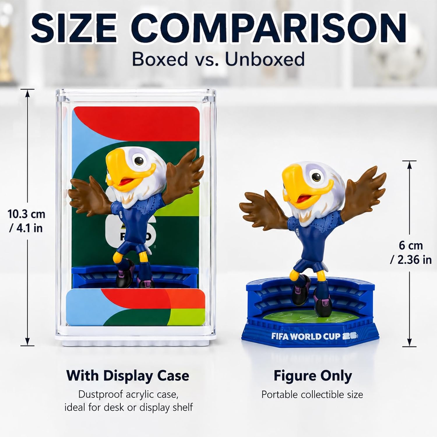 Official World Cup 2026 Merchandise Mascot Figurines Set, Limited Edition World Cup Merch Souvenirs, 3Pack Collectible Soccer Statues in Display Case, Football Fan Gift & World Cup Memorabilia (6cm-B)